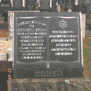 COHEN Sarah Annie -1938
