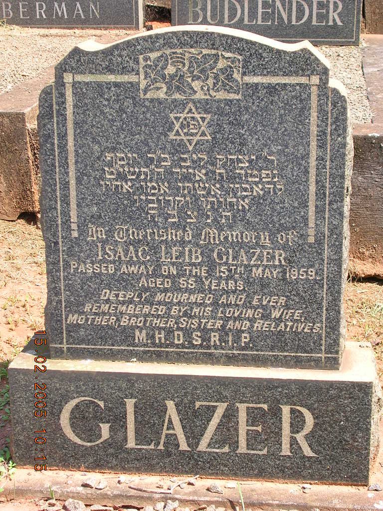 GLAZER Isaac Leib -1959