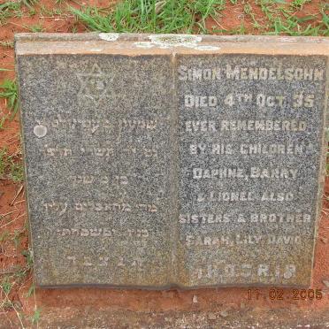 MENDELSOHN Simon -1935