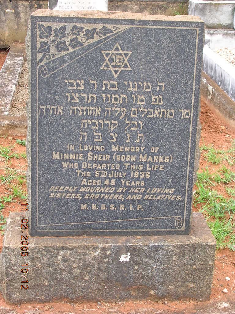 SHEIR Minnie nee MARKS -1936