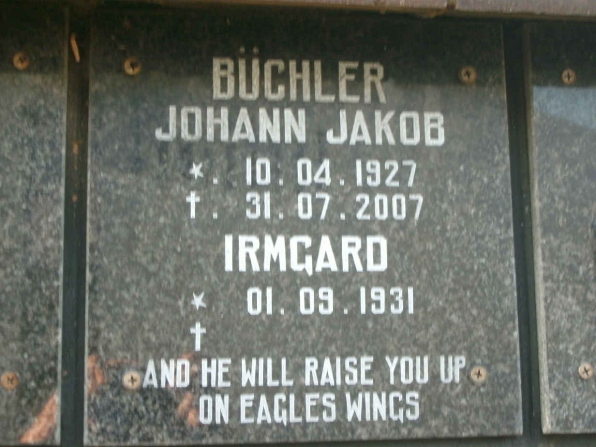 BÜCHLER Johann Jakob 1927-2007 &amp; Irmgard 1931-