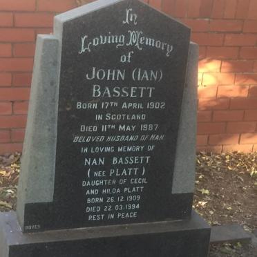 BASSETT John 1902-1987 &amp; Nan PLATT 1909-1994
