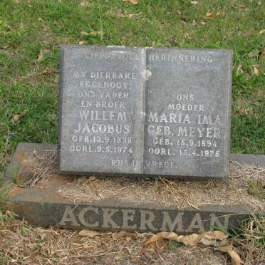 ACKERMAN Willem Jacobus 1898-1974 &amp; Maria Ima MEYER 1894-1975