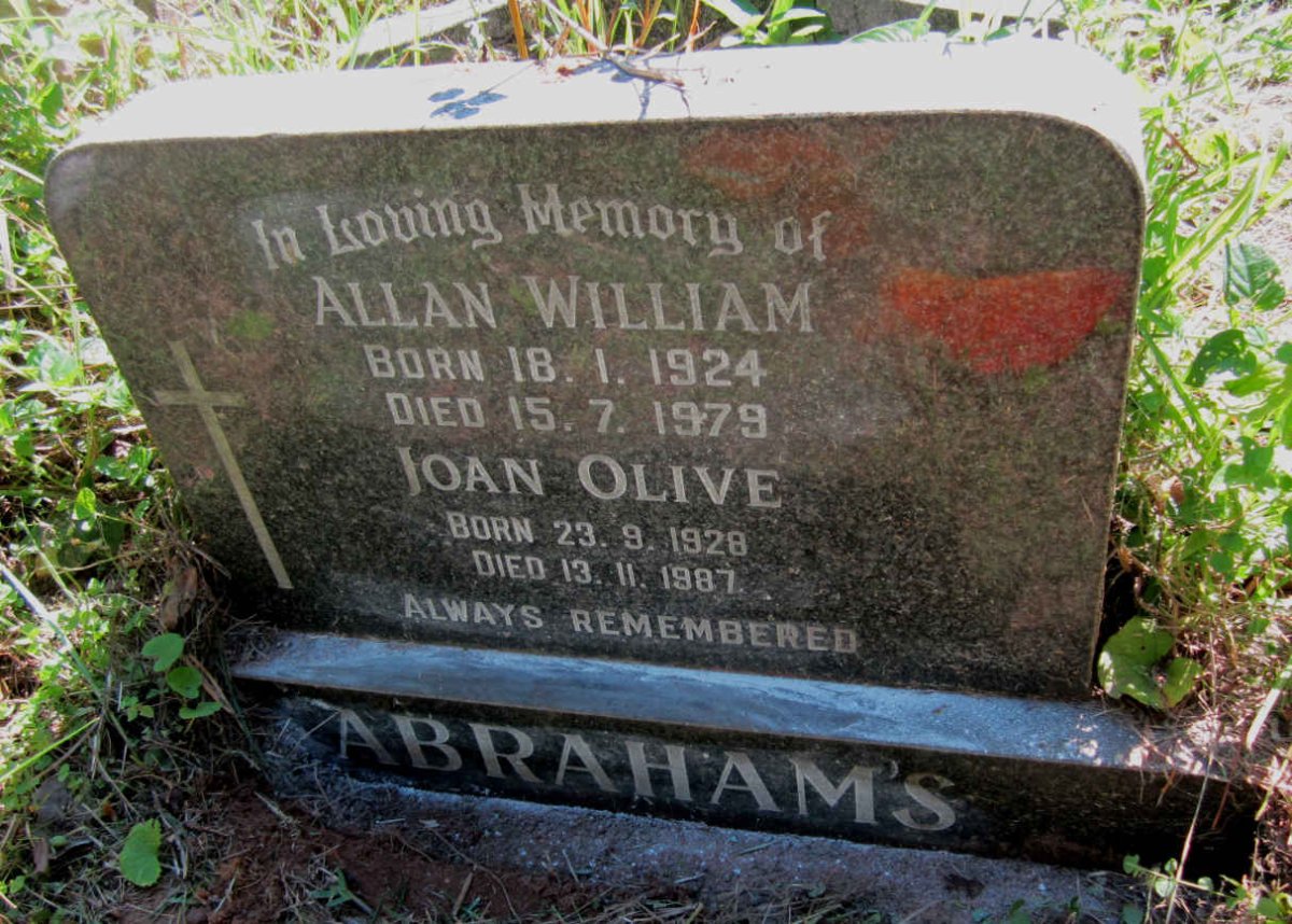 ABRAHAMS Allan William 1924-1979 &amp; Joan Olive 1928-1987