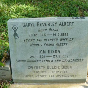 ALBERT Caryl Beverley nee DIXON 1945-1969 :: DIXON Tom 1921-1992 &amp; Gwyneth Dulcie 1920-2007