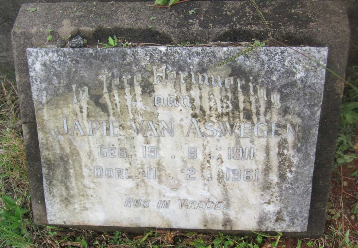 ASWEGEN Jeremy August, van 1911-1961