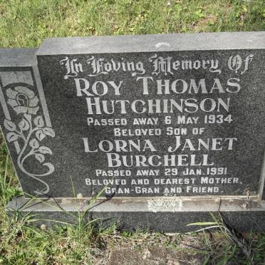 BURCHELL Lorna Janet -1991 :: HUTCHINSON Roy Thomas -1934
