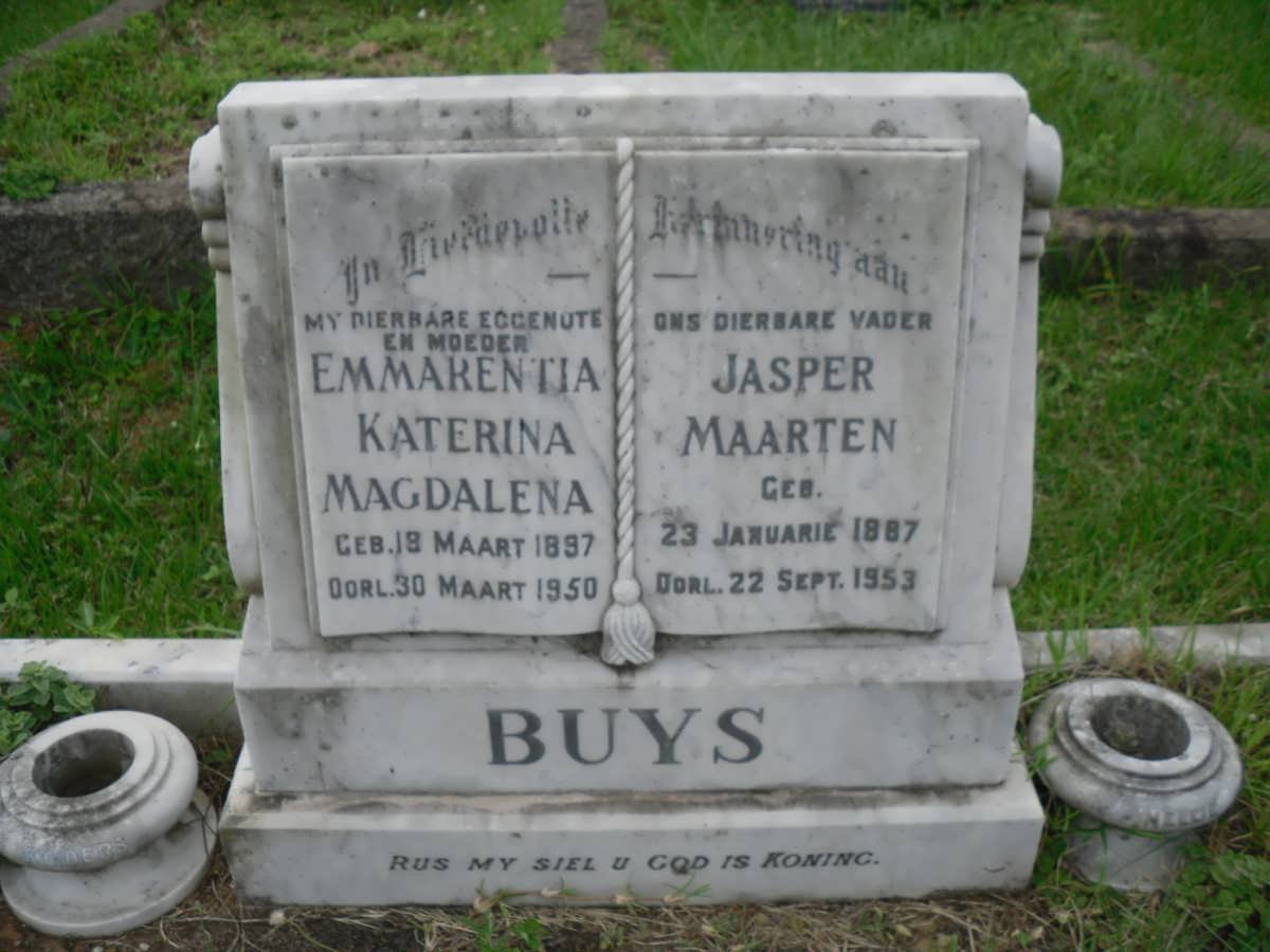 BUYS Jasper Maarten 1887-1953 &amp; Emmarentia Katerina Magdalena 1897-1950
