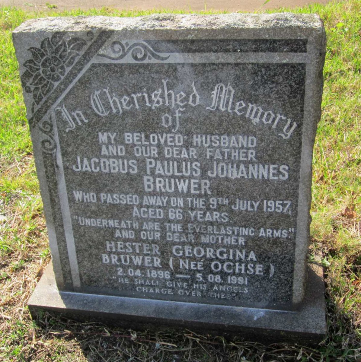 BRUWER Jacobus Paulus Johannes -1957 &amp; Hester Georgina OCHSE 1896-1991