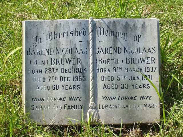 BRUWER Barend Nicolaas 1904-1965 :: BRUWER Barend Nicolaas 1937-1971