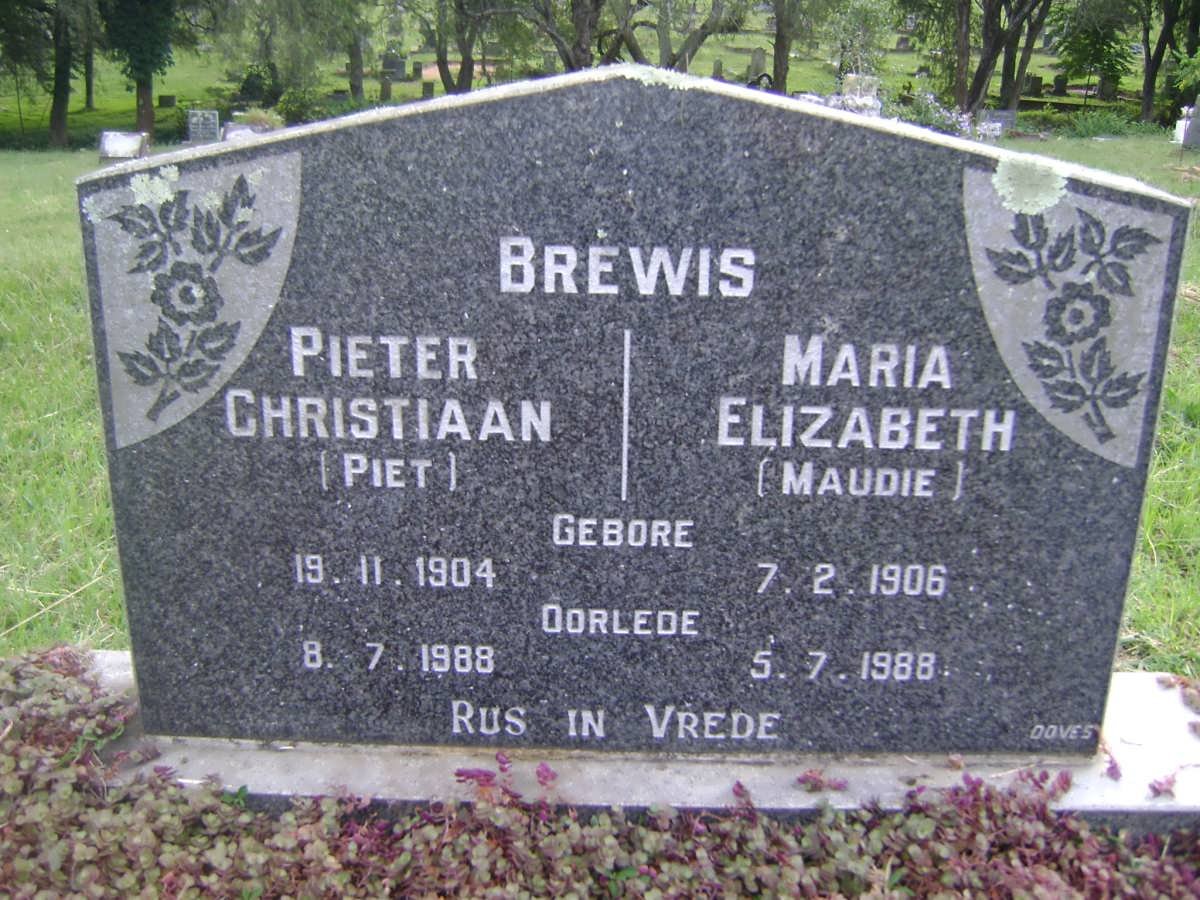 BREWIS Pieter Christiaan 1904-1988 &amp; Maria Elizabeth 1906-1988