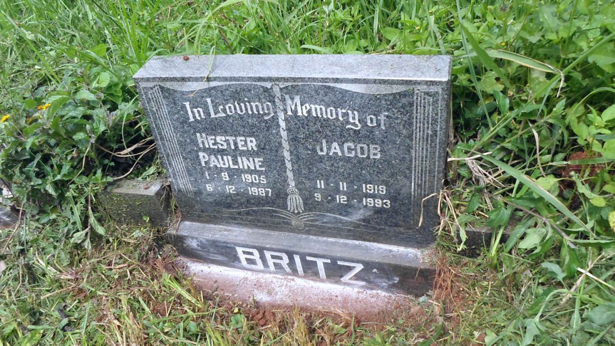 BRITZ Jacob 1919-1993 &amp; Hester Pauline 1905-1987
