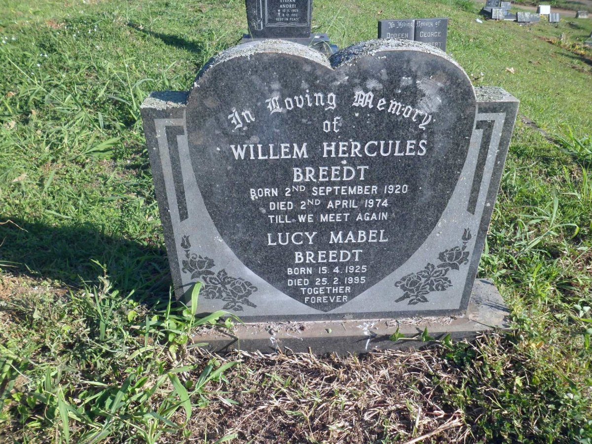 BREEDT Willem Hercules 1920-1974 &amp; Lucy Mabel 1925-1995