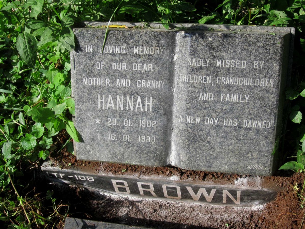 BROWN Hannah 1902-1980