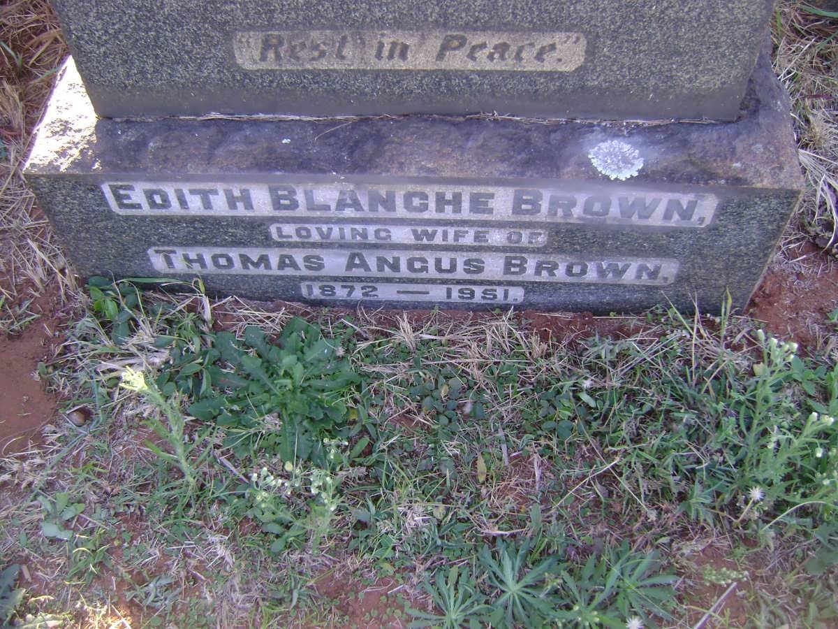 BROWN Thomas Angus 1870-1923 &amp; Edith Blanche 1872-1951 :: BROWN Harold Angus 1895-1916
