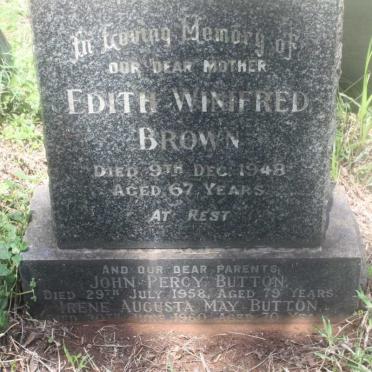 BROWN Edith Winifred -1948 :: BUTTON John Percy -1958 &amp; Irene Augusta May -1960