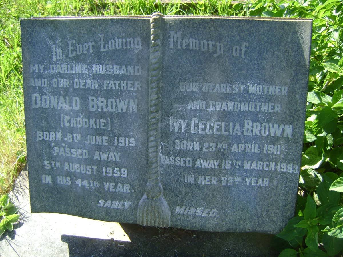 BROWN Donald 1915-1959 &amp; Ivy Cecelia 1911--1993