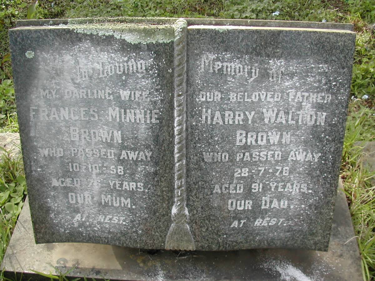 BROWN Harry Walton -1978 &amp; Frances Minnie -1958