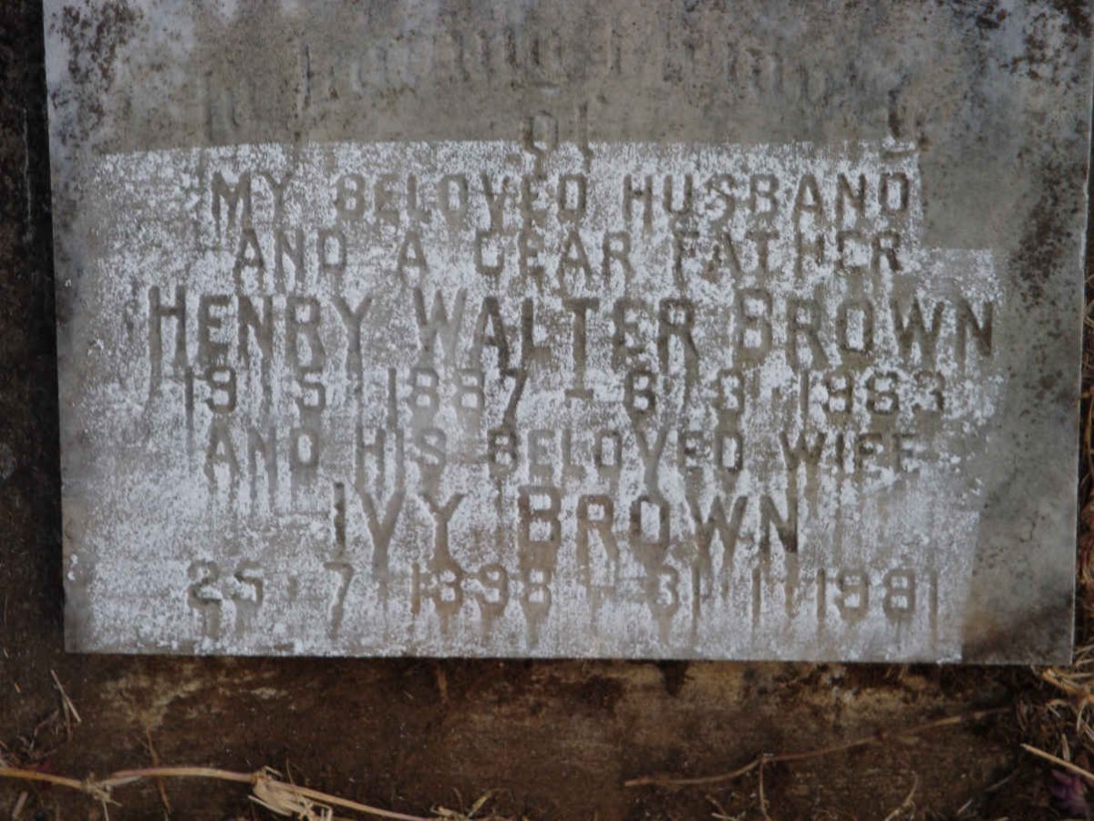 BROWN Henry Walter 1887-1963 &amp; Ivy 1898-1981