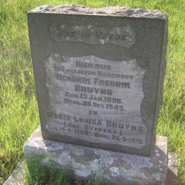 BRUYNS Hendrik Fredrik 1896-1945 &amp; Maria Louisa SYFFERT 1909-1975