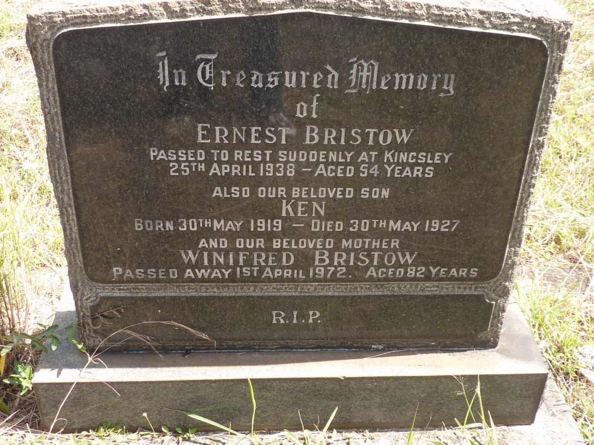 BRISTOW Ernest -1938 &amp; Winifred -1972 :: BRISTOW Ken 1919-1927