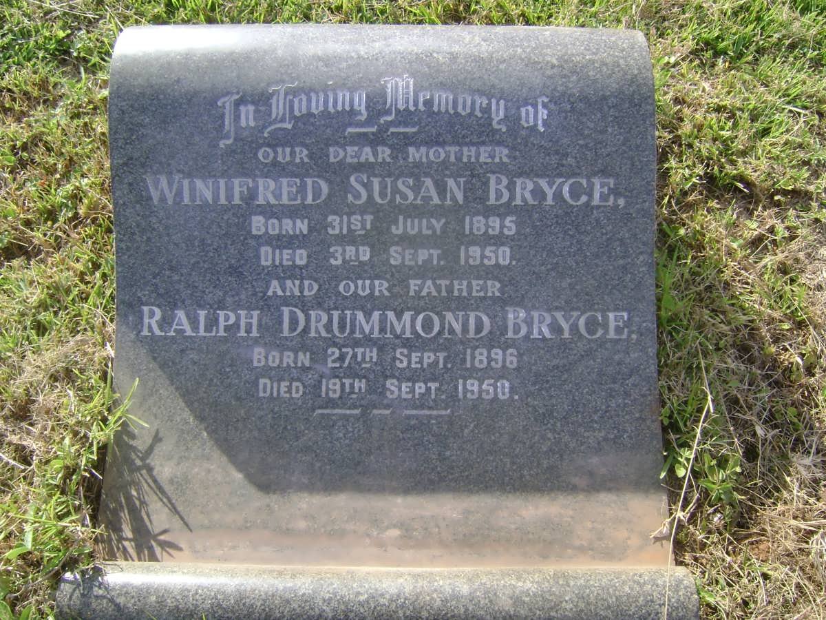 BRYCE Ralph Drummond 1896-1950 &amp; Winifred Susan 1895-1950