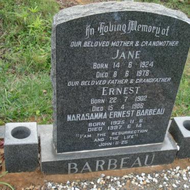BARBEAU Ernest 1902-1986 &amp; Jane 1924-1976 :: BARBEAU Narasamma Ernest 1925-1997