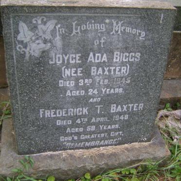 BAXTER Frederick T. -1948 :: BIGGS Joyce Ada nee BAXTER -1945