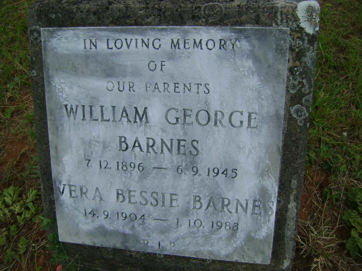 BARNES William George 1896-1945 &amp; Vera Bessie 1904-1988