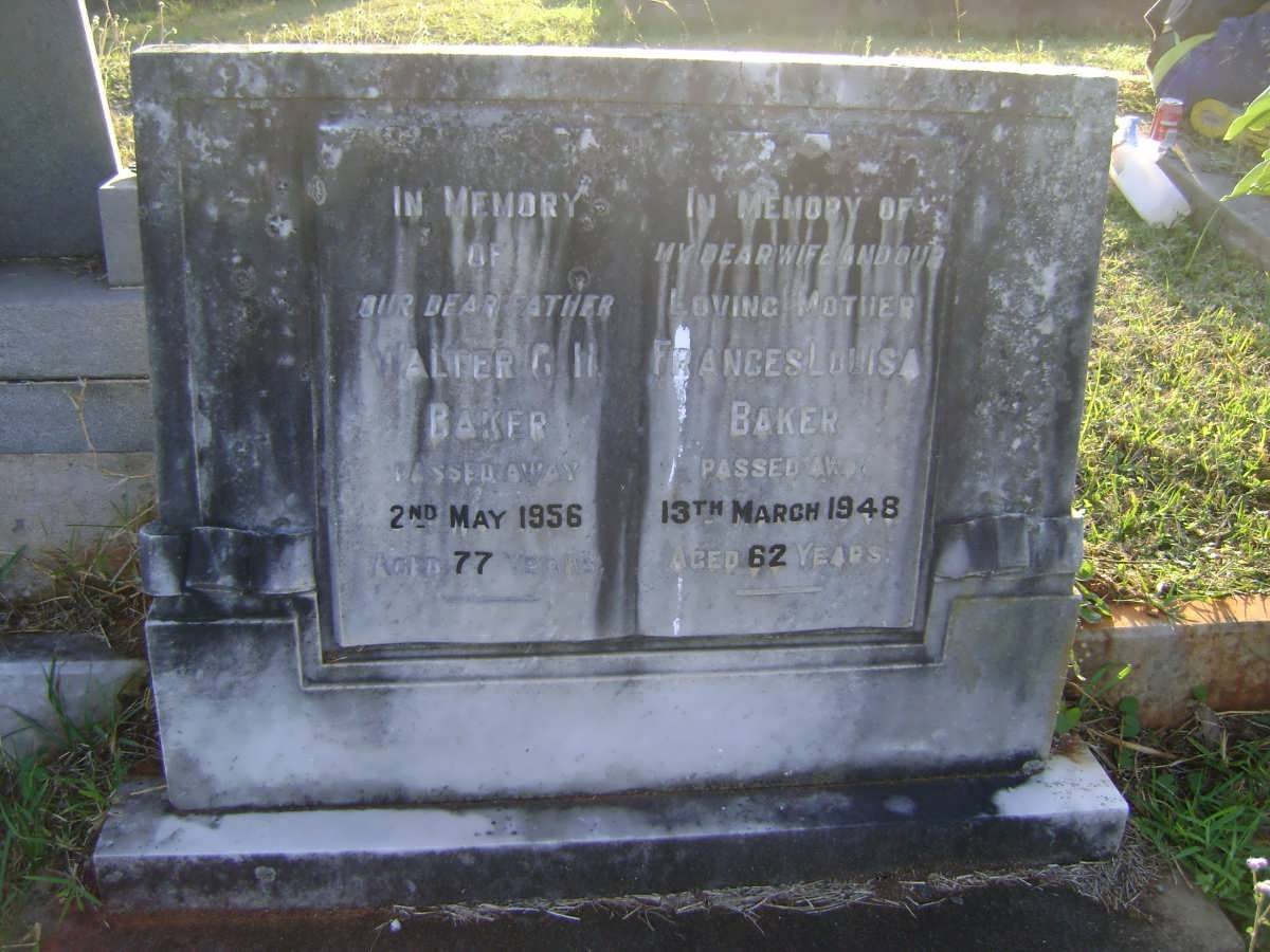 BAKER Walter G.H. -1956 &amp; Frances Louisa -1948