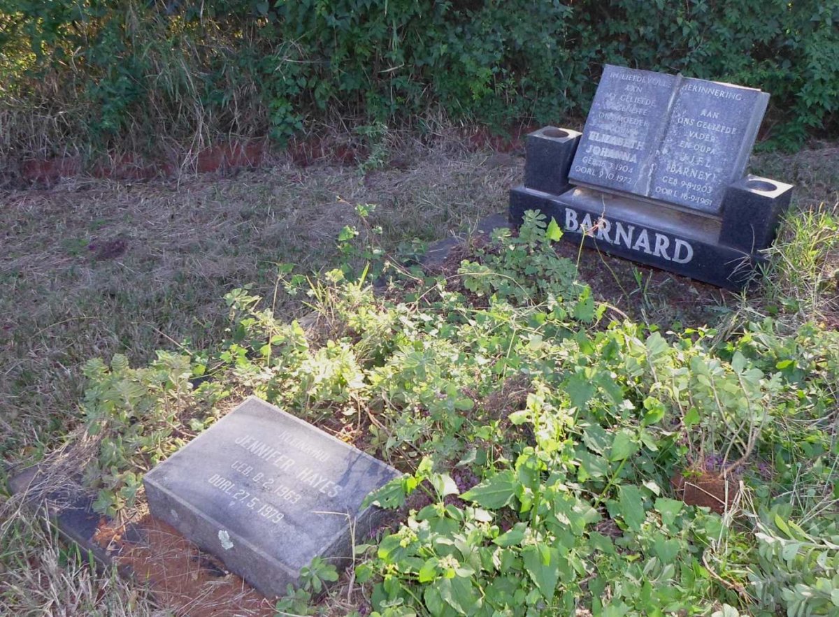 BARNARD J.J.F.L. 1903-1981 &amp; Elizabeth Johanna 1904-1972 :: HAYES Jennifer 1963-1979