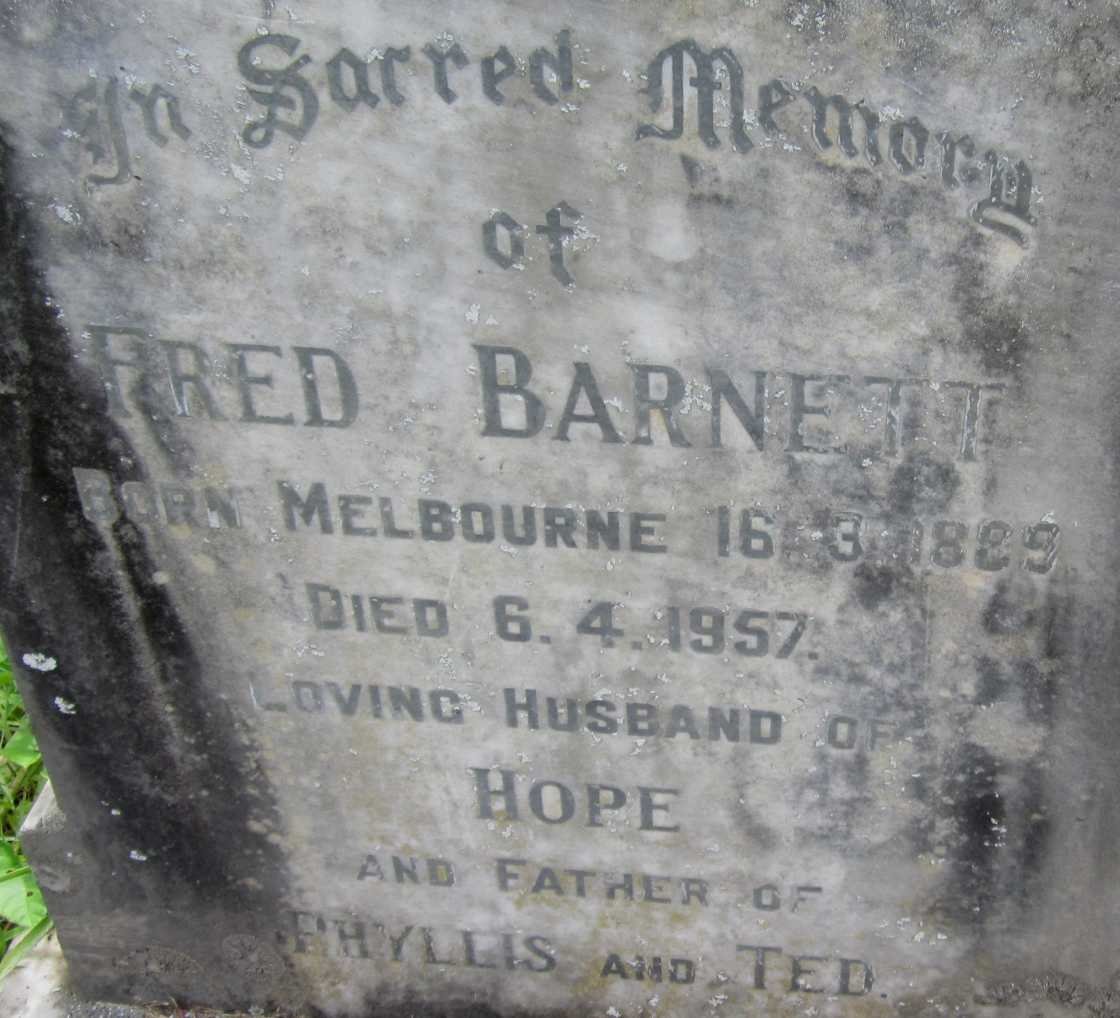 BARNETT Fred 1889-1957