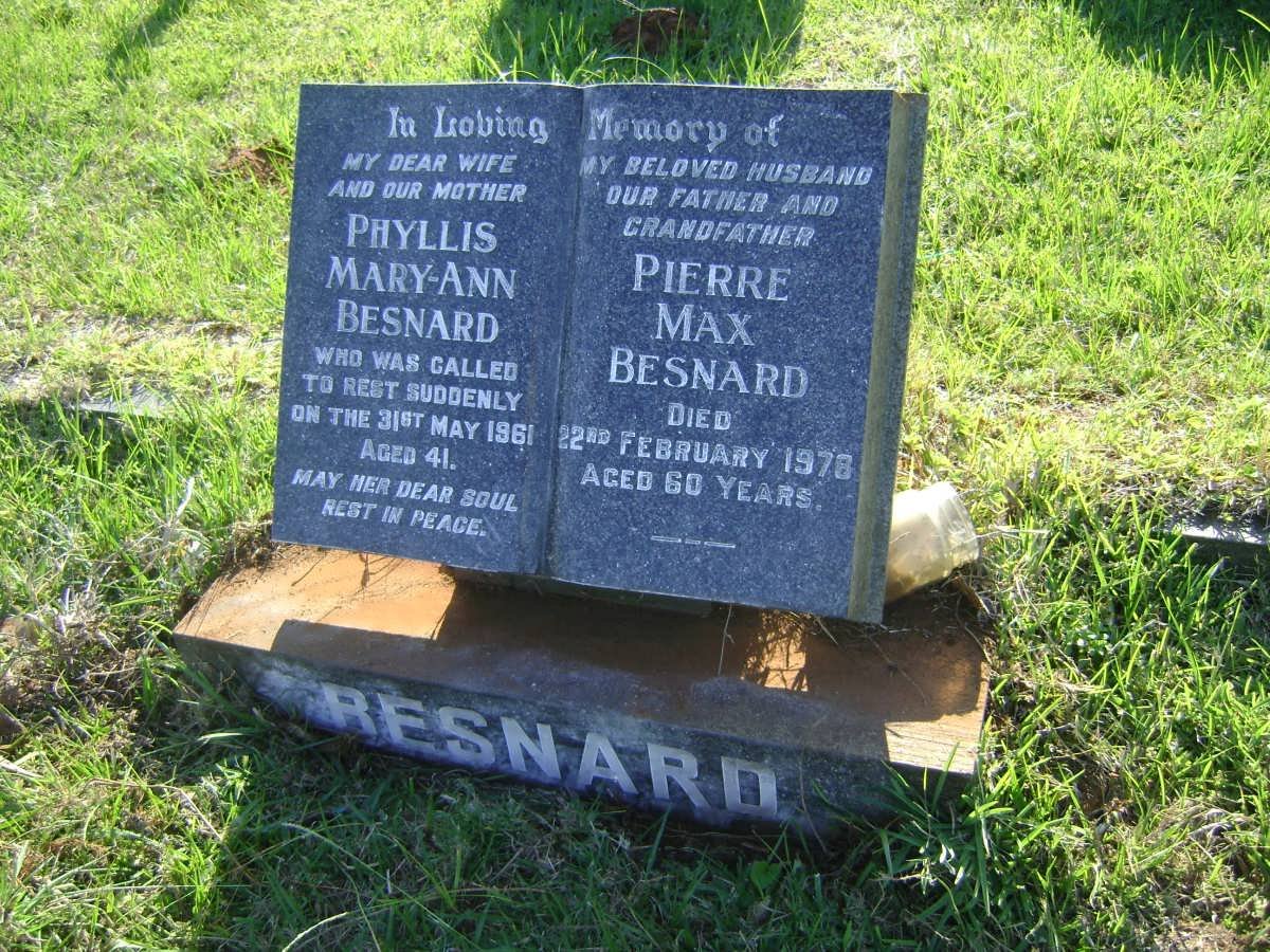 BESNARD Pierre Max -1978 &amp; Phyllis Marie-Ann -1961