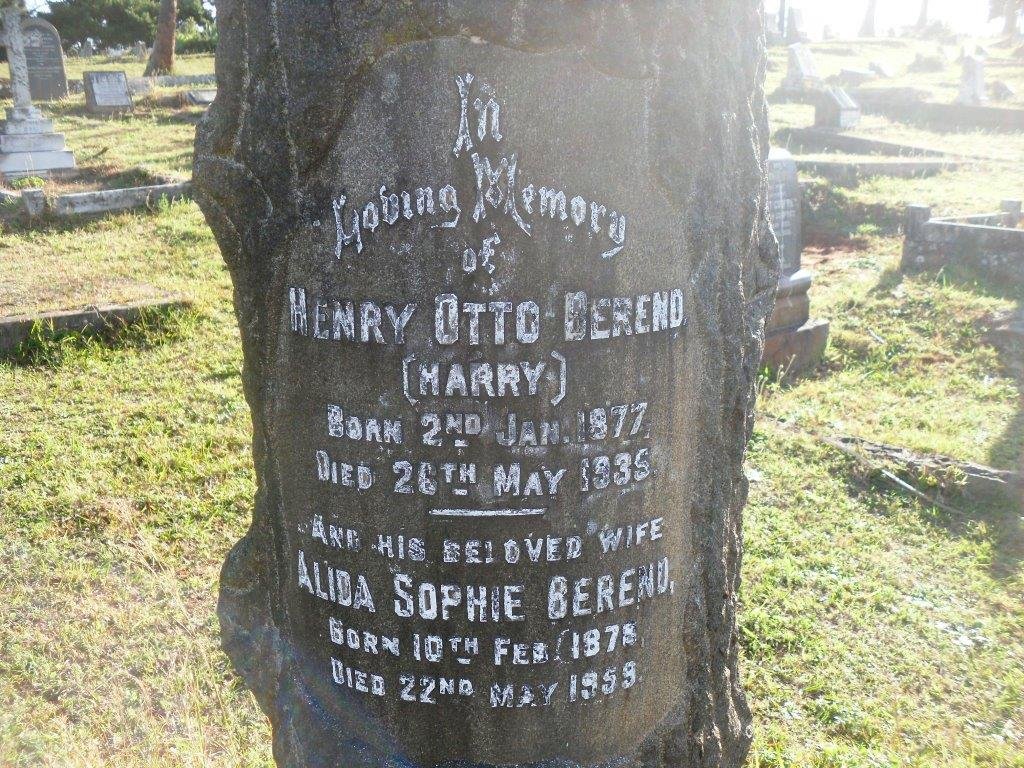 BEREND Henry Otto 1877-1935 &amp; Alida Sophie 1878-1959