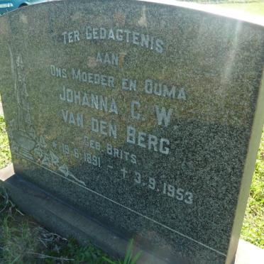 BERG Johanna G.W., van den nee BRITS 1891-1953