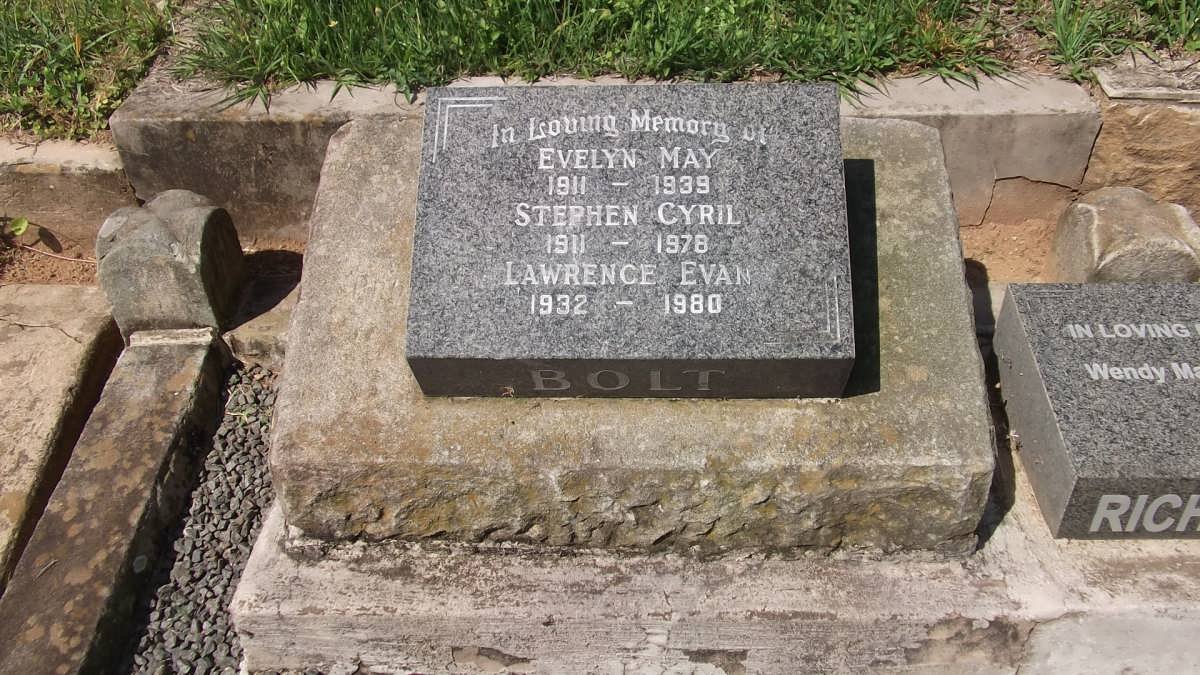 BOLT Stephen Cyril 1911-1978 :: BOLT Evelyn May 1911-1939 :: BOLT Lawrence Evan -1932-1980
