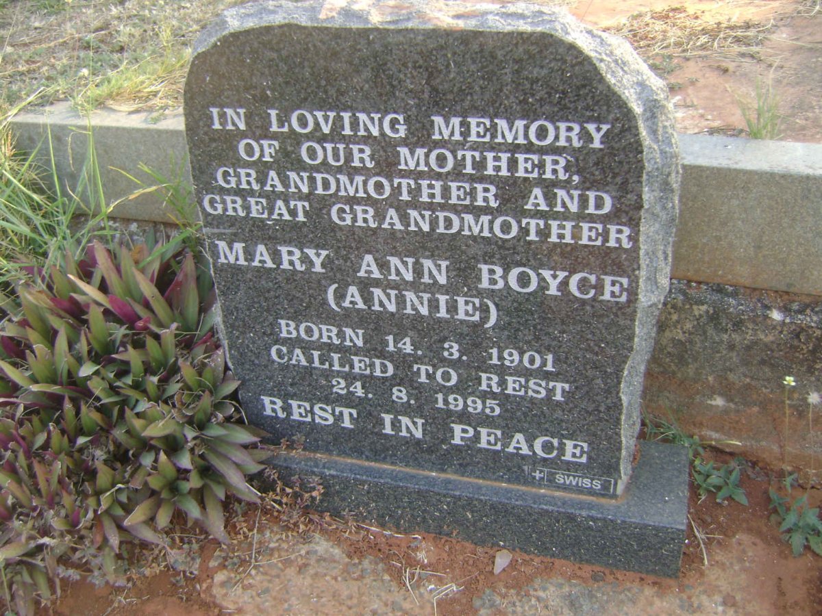 BOYCE Mary Ann 1901-1995