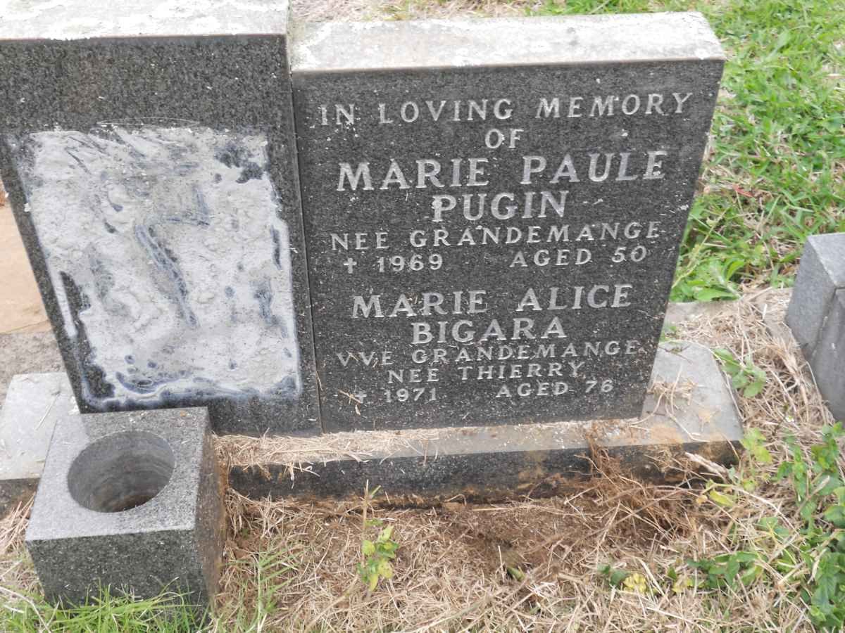 BIGARA Marie Alice previously GRANDEMANGE nee THIERRY -1971 :: PUGIN Marie Paule nee GRANDEMANGE -1969
