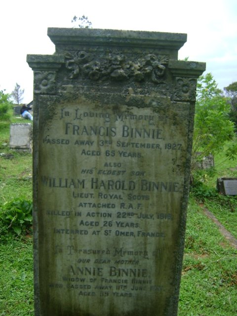BINNIE Francis -1927 :: BINNIE William Harold -1918 :: BINNIE Annie -1951