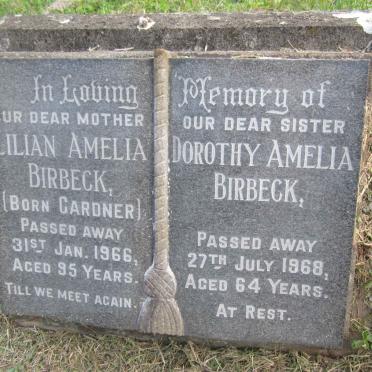 BIRBECK Lilian Amelia nee GARDNER -1966 :: BIRBECK Dorothy Amelia -1968