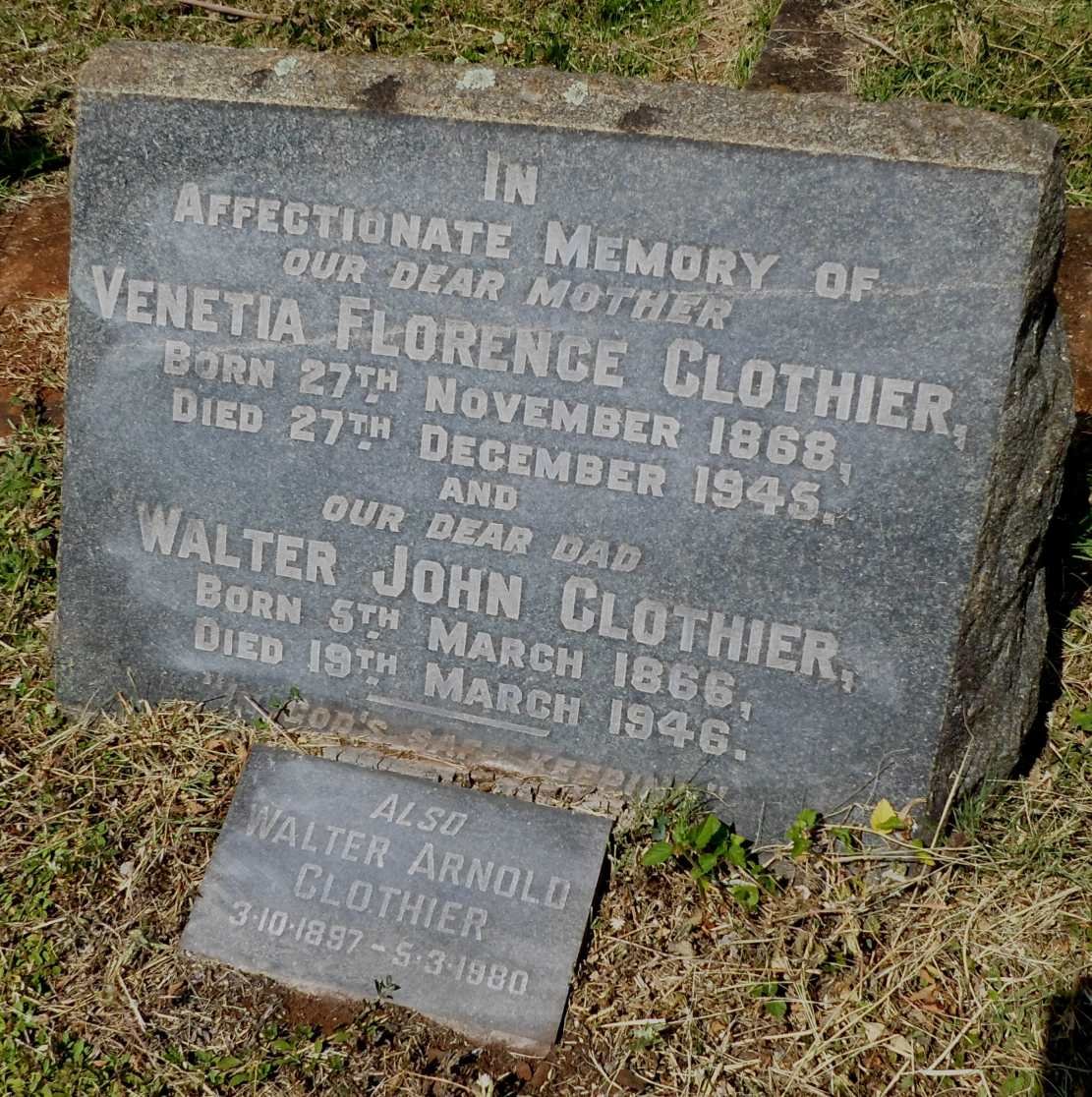 CLOTHIER Walter John 1866-1946 &amp; Venetia Florence 1868-1945 :: CLOTHIER Walter Arnold 1897-1980