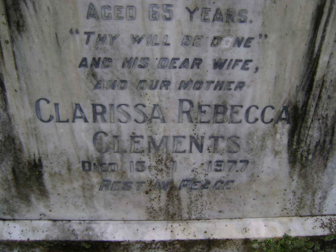 CLEMENTS John James -1962 &amp; Clarissa Rebecca -1977 :: CLEMENTS John James -1947