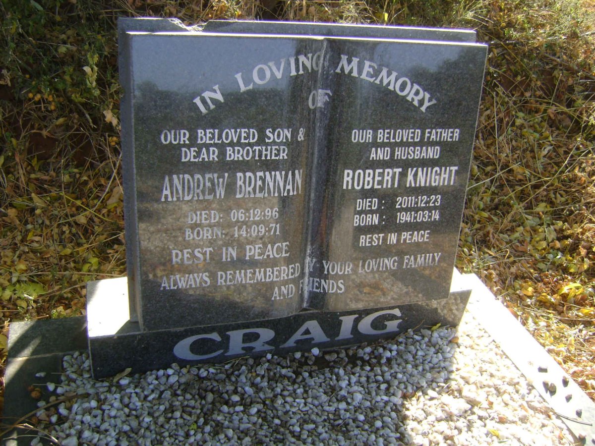 CRAIG Andrew Brennan 1971-1996 :: CRAIG Robert Knight 1941-2011