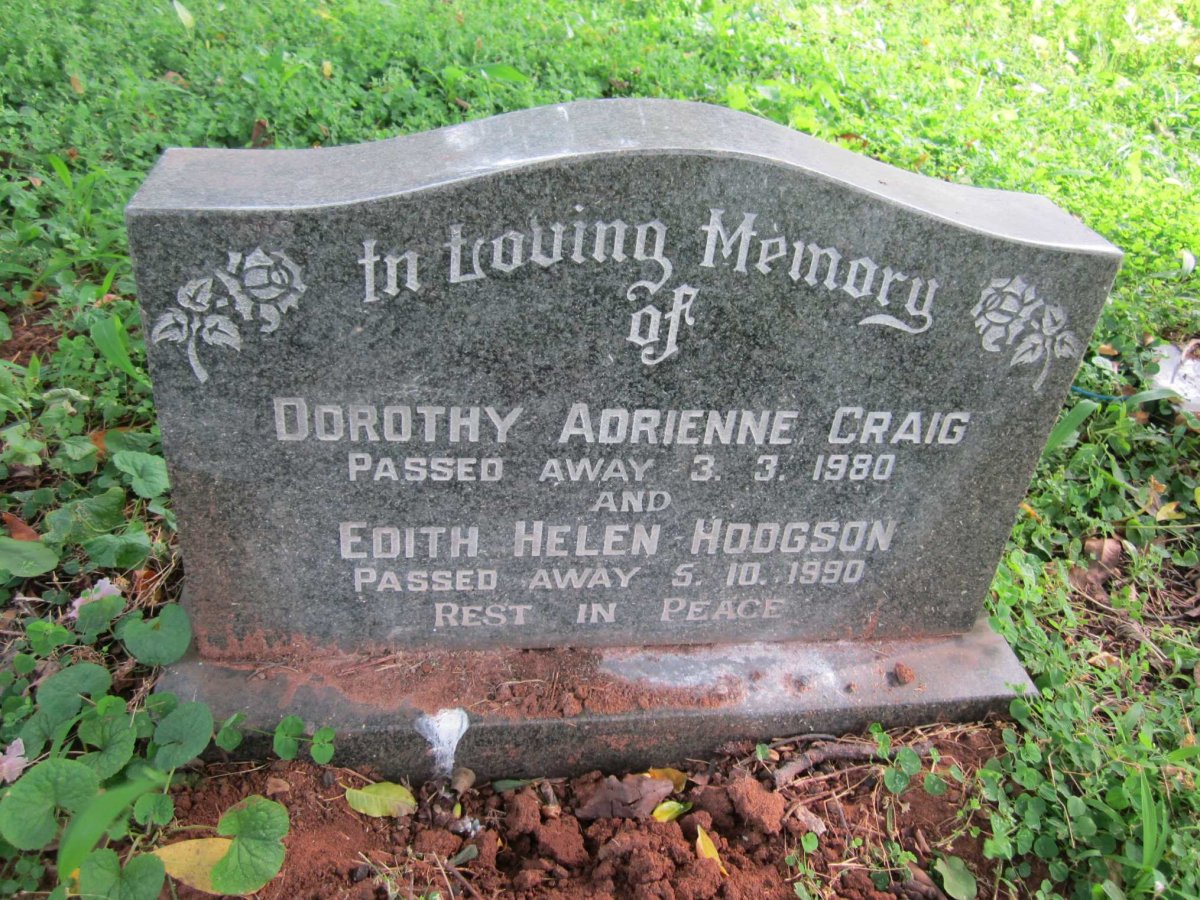 CRAIG Dorothy Adrienne -1980 :: HODGSON Edith Helen -1990