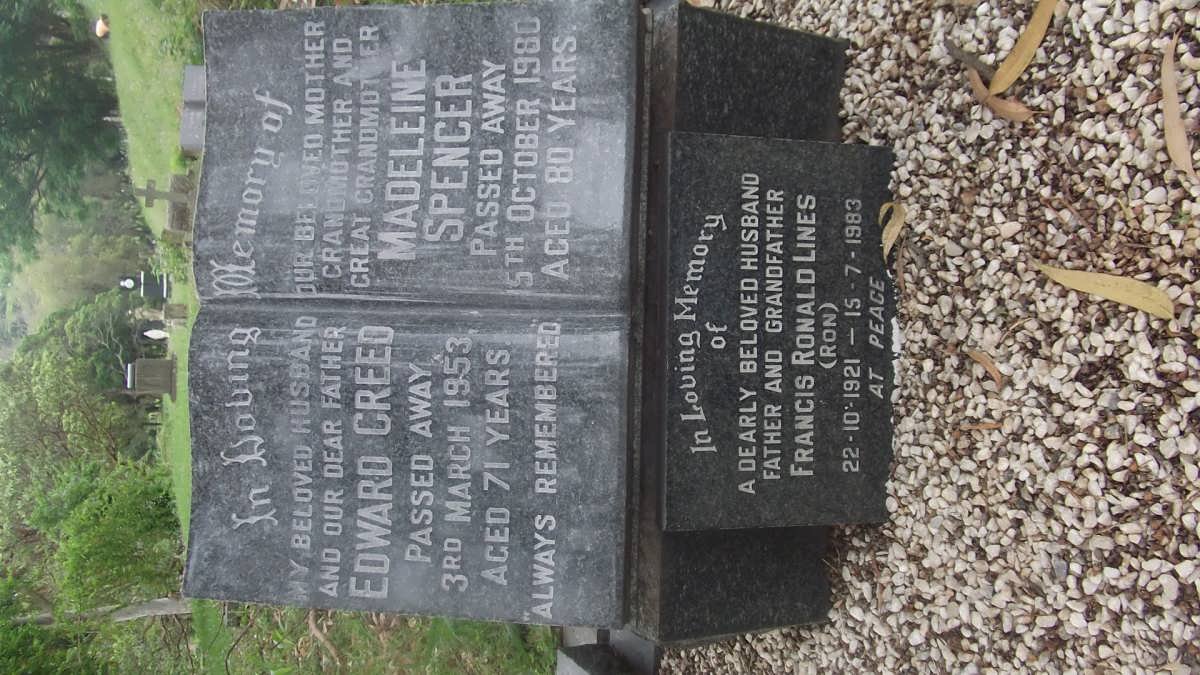 CREED Edward -1953 &amp; Madeleine SPENCER -1980 :: LINES Francis Ronald 1921-1983