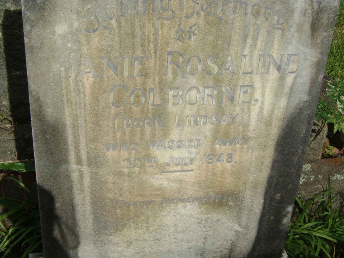 COLBORNE Janie Rosalind nee LINDSAY -1948