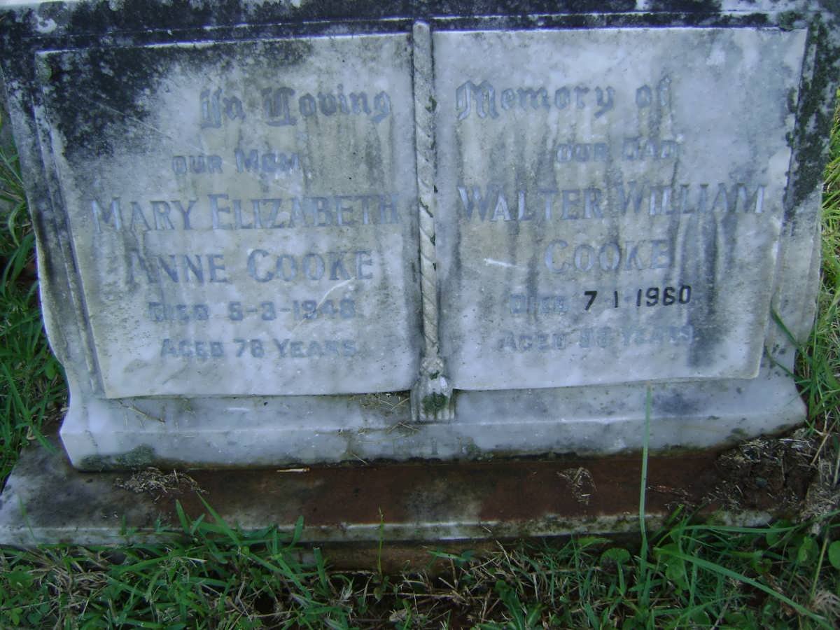COOKE Walter William -1960 &amp; Mary Elizabeth Anne -1948