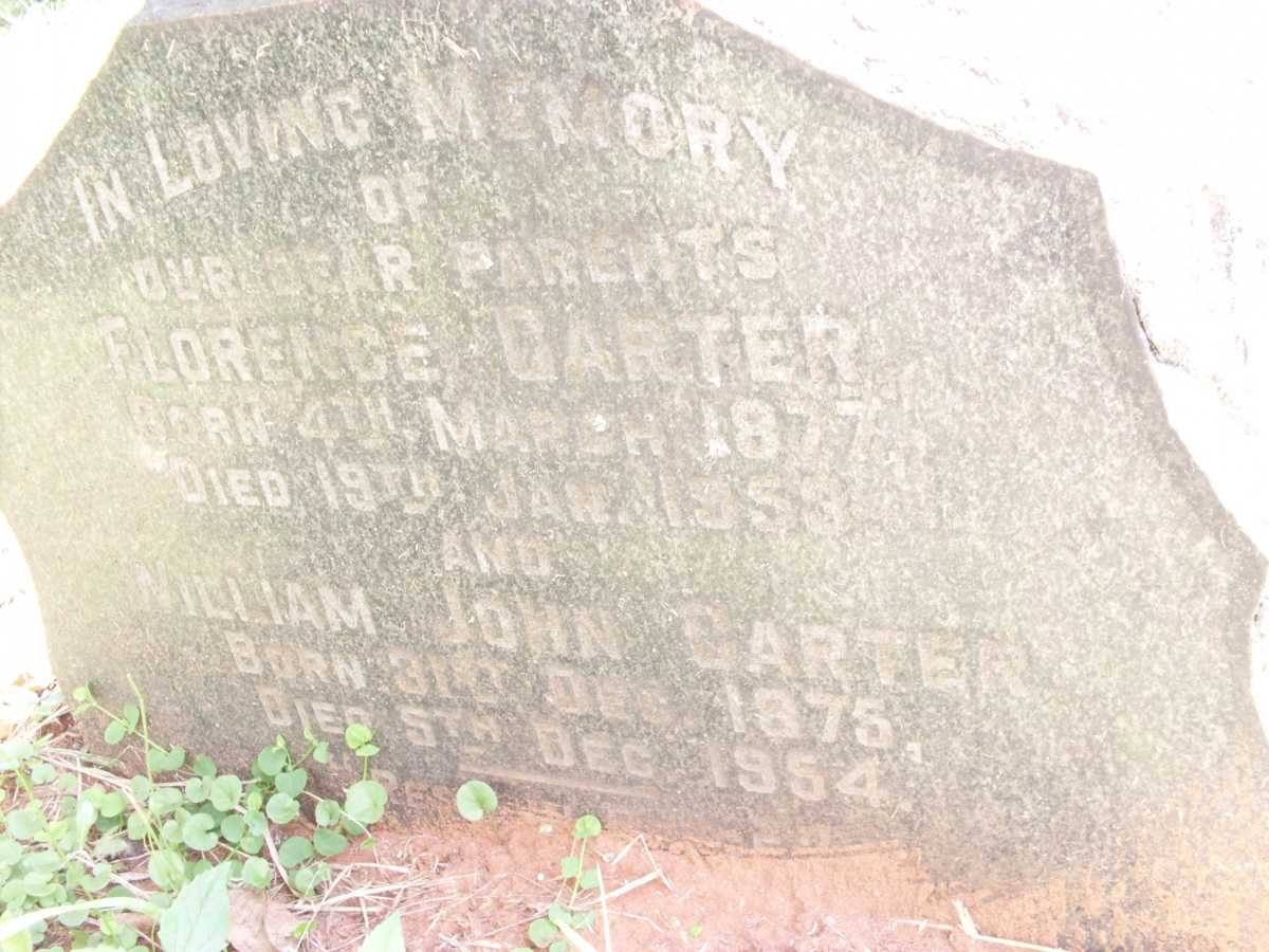 CARTER William John 1875-1954 &amp; Florence 1877-1953