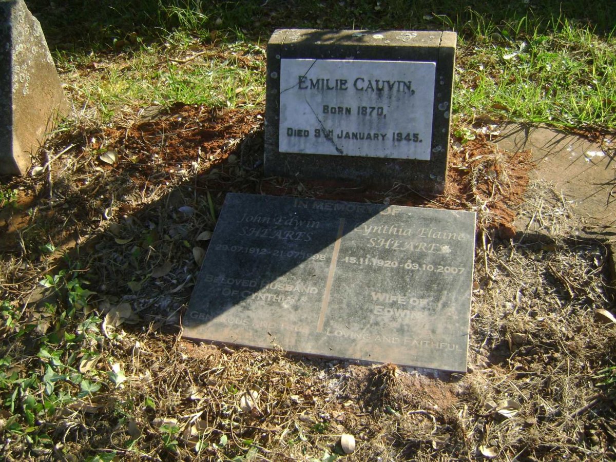 CAUVIN Emilie 1870-1945 :: SHEARES John Edwin 1912-1998 &amp; Cynthia Elaine 1920-2007