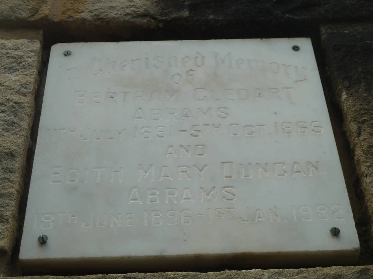 ABRAMS Bertram Gledart 1891-1965 &amp; Edith Mary Duncan 1896-1982